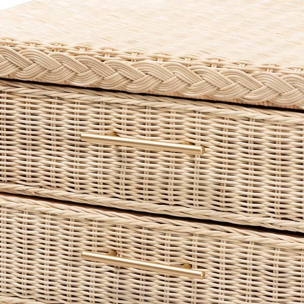 bali & pari Lanica Japandi Rattan 3-Drawer Nightstand