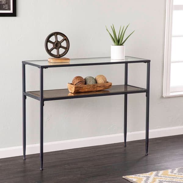 Southern Enterprises Bladeston Glass-Top Console Table