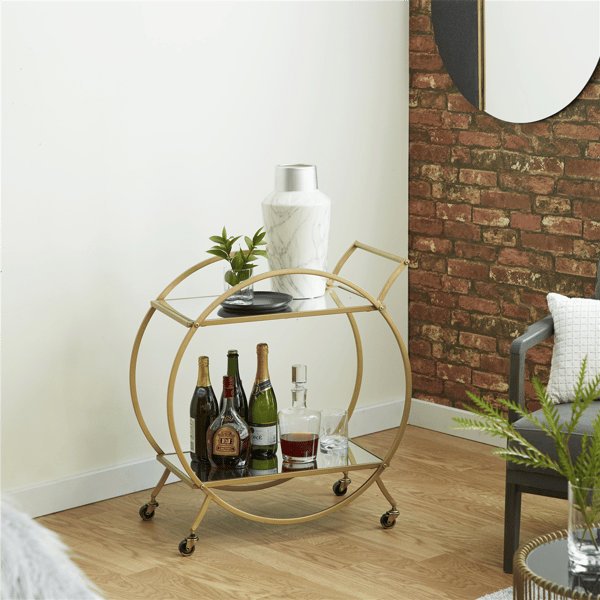 9th & Pike® Contemporary Gold Metal Bar Cart