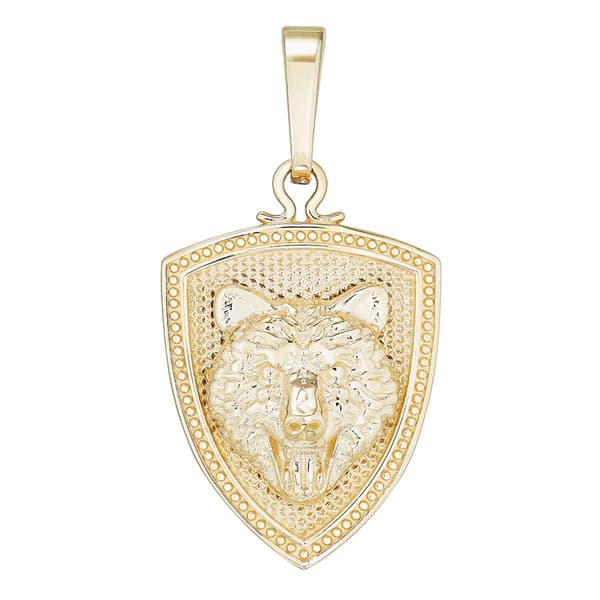 Gold Classics(tm) Yellow Gold Shield with Lion Head Charm Pendant - image 