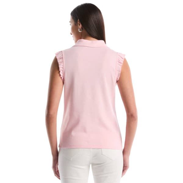 Womens Rafaella® Sleeveless Ruffle V Neck Collar Blouse