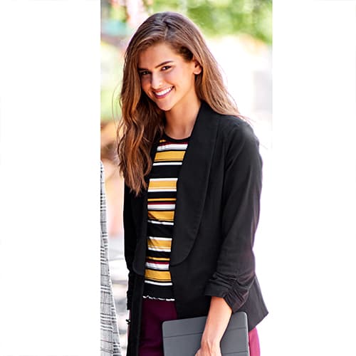 Juniors Leighton Millennium 3/4 Length Ruched Sleeves Blazer - image 