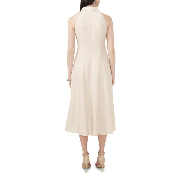 Womens MSK Sleeveless Linen Ruched Button Front Midi Dress