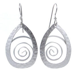 Silver Forest Silver-Tone Open Hammered Teardrop Earrings