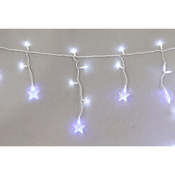 Cool White 60 LED Twinkle Snowflake Icicle Holiday Lights - image 