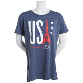 Womens Home of the Brave Eiffel USA Olympic 2024 Short Sleeve Tee