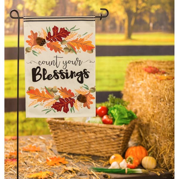 Evergreen Count Your Blessings Garden Burlap Flag