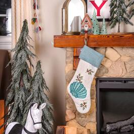 National Tree 20in. White Shell Embroidered Stocking