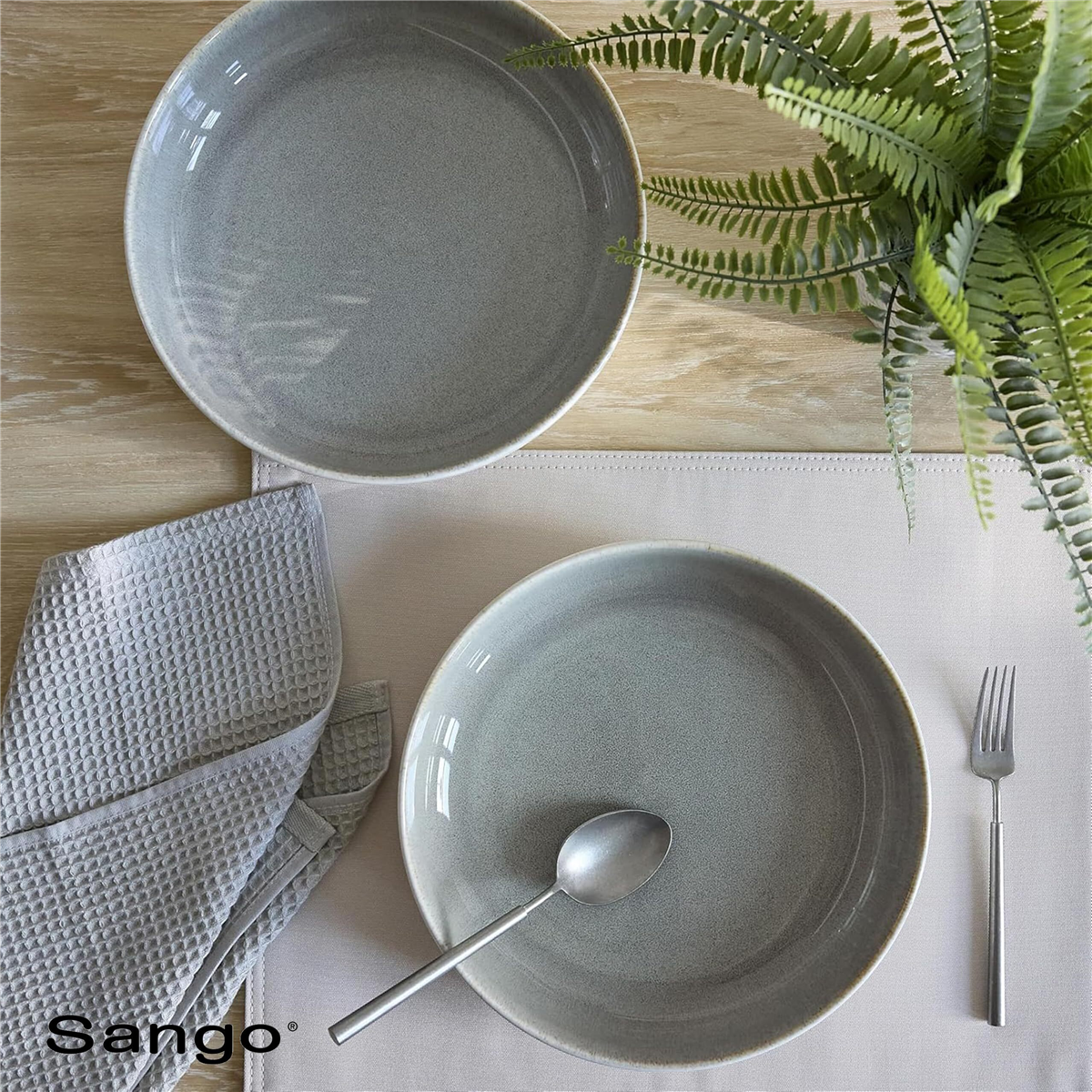 Sango Resona Moss/Cream Large Ceramic Serving Bowl - Set of 2