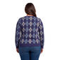 Plus Size Emily Daniels Long Sleeve Argyle Hacci Sweater - Navy - image 2