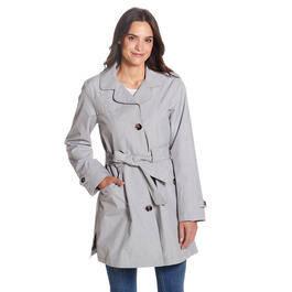 Womens Gallery Single Breasted Belted Trench Coat