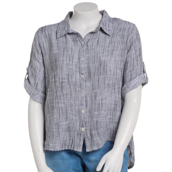 Plus Size Erika Brittany Button Down Top w/Button Back Detail - image 