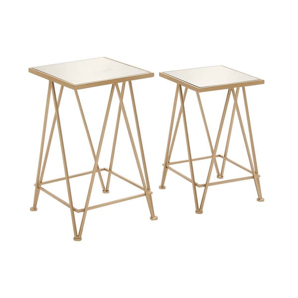 9th & Pike(R) Gold Metal Contemporary Accent Table - Set of 2