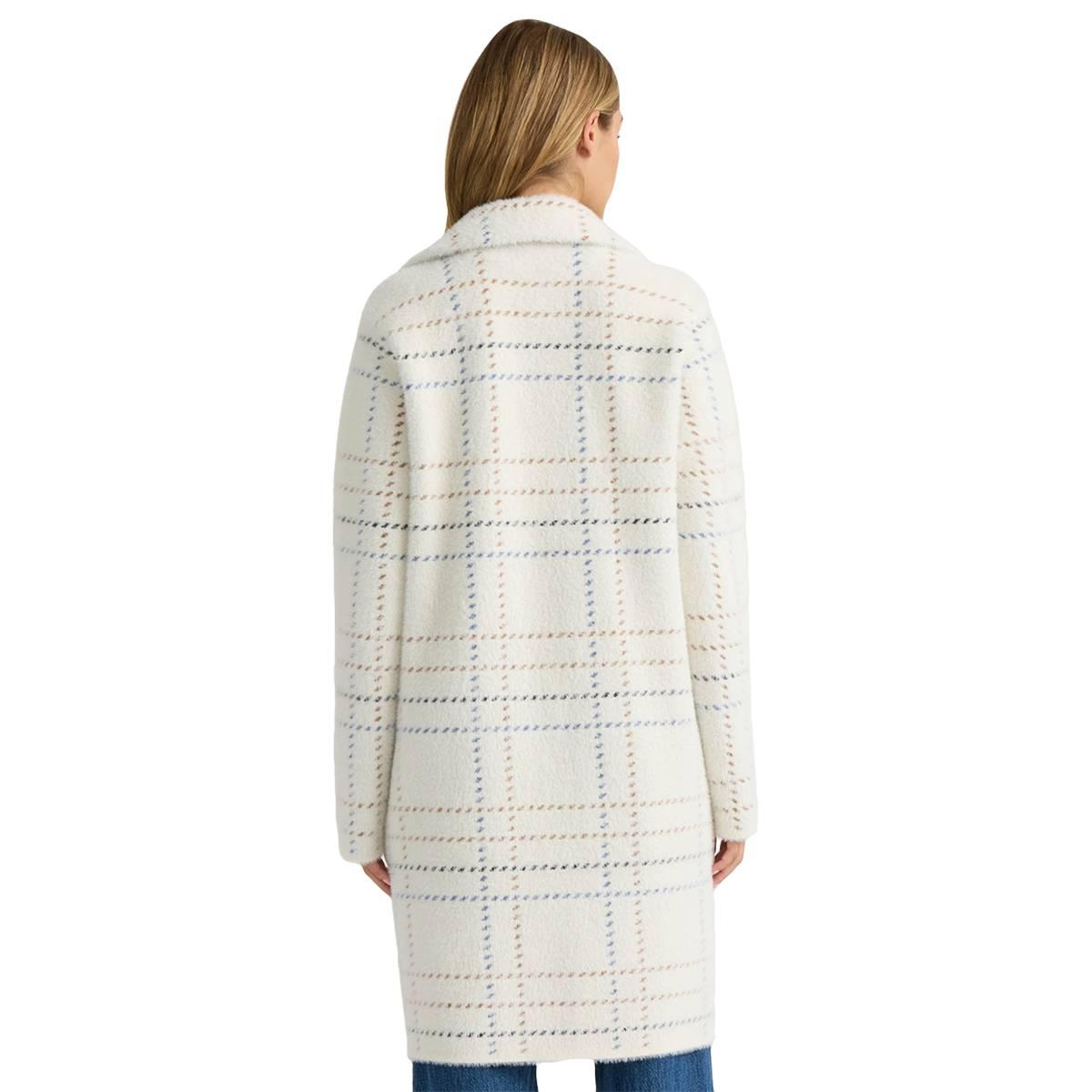 Womens NVLT Notch Collar & Patch Pockets Coatigan - Cream Plaid