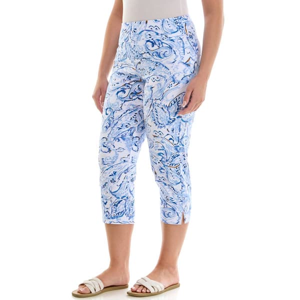 Womens Zac & Rachel Pull On Abstract Paisley Capris