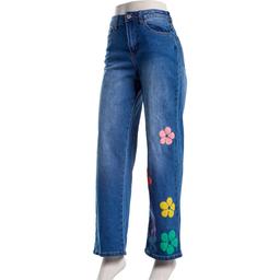 Juniors Gogo Jeans High Rise Straight Leg Puff Print Flower Jeans