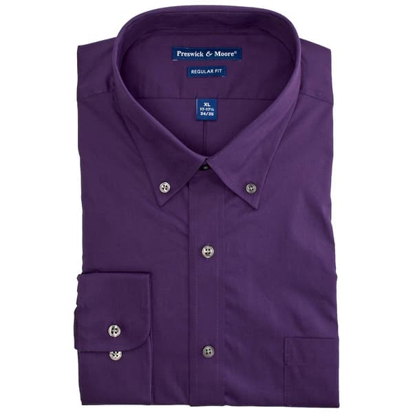 Mens Preswick & Moore(R) Cotton Regular Fit Dress Shirt - Purple