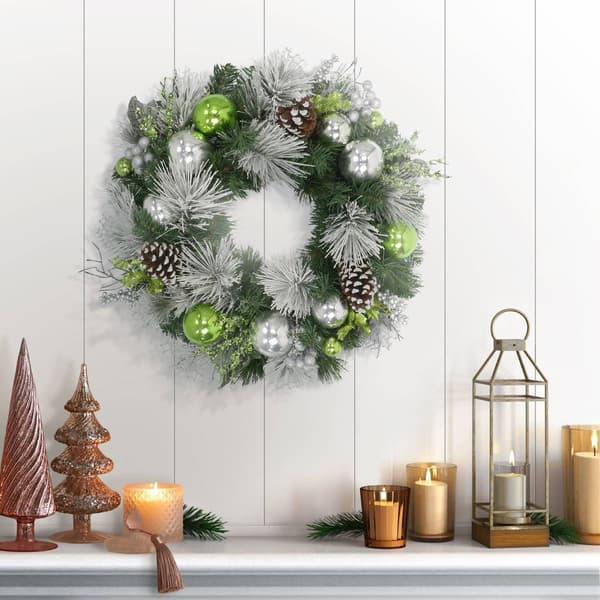 Puleo International 24in. Green Decorated Artificial Wreath
