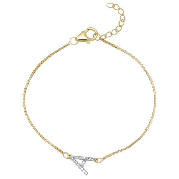 Gianni Argento Lab White Sapphire Initial A Bracelet - image 