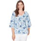 Plus Size Ruby Rd. French Riviera Scalloped Hem Toile Eyelet Top - image 1