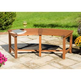 Evergreen Curved Eucalyptus Slat Bench