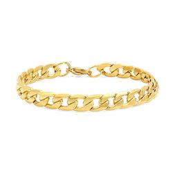 Mens Steeltime 18kt. Gold Plated Cuban Link Bracelet