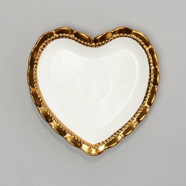 Bombay 8 In Gold Edge Heart Shape Salad Plate - image 