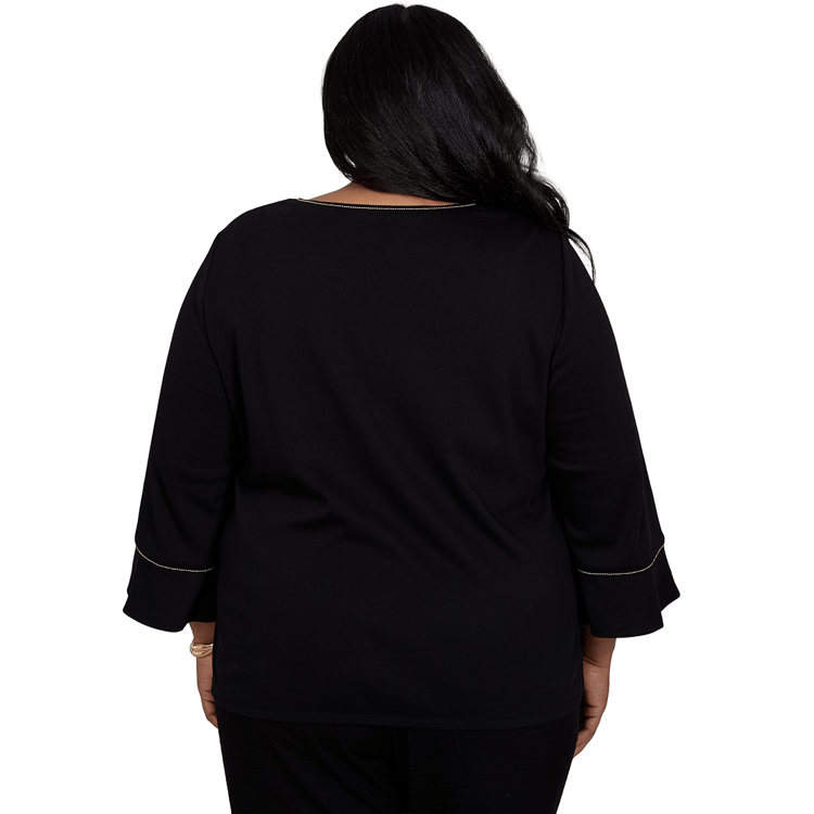 Plus Size Alfred Dunner Travel Advisory Leaf Embroidery Blouse