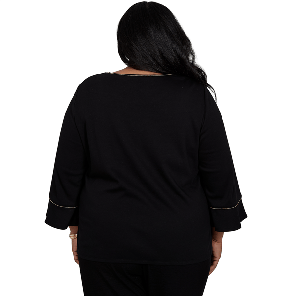 Plus Size Alfred Dunner Travel Advisory Leaf Embroidery Blouse