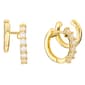 Athra 14kt. Gold over Brass & CZ Huggie/Cuff Combo Hoop Earrings - image 1