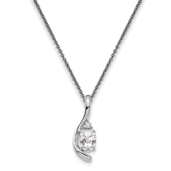 14kt. White Gold White Topaz Pendant Necklace - image 