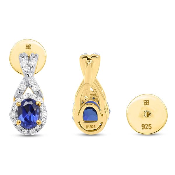 Gemstone Classics™ Created Sapphire & Lab Grown Diamond Earrings