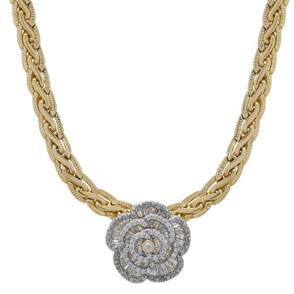Gianni Argento Gold Plated Diamond Baguette Necklace - image 