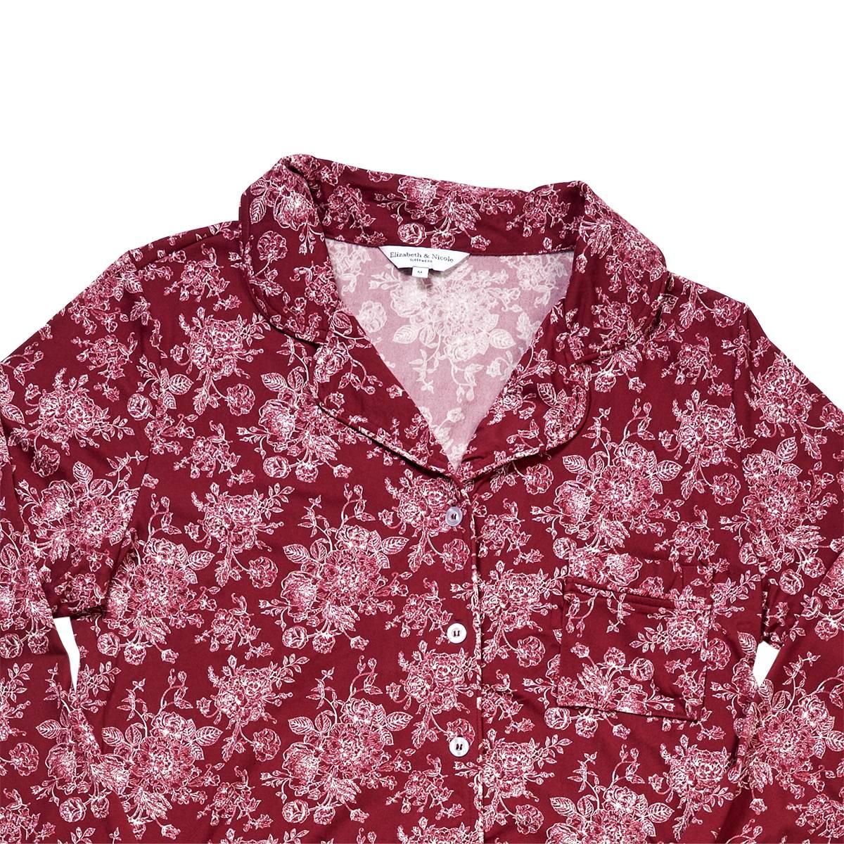 Womens Elizabeth & Nicole Long Sleeve Floral Toile Pajama Set