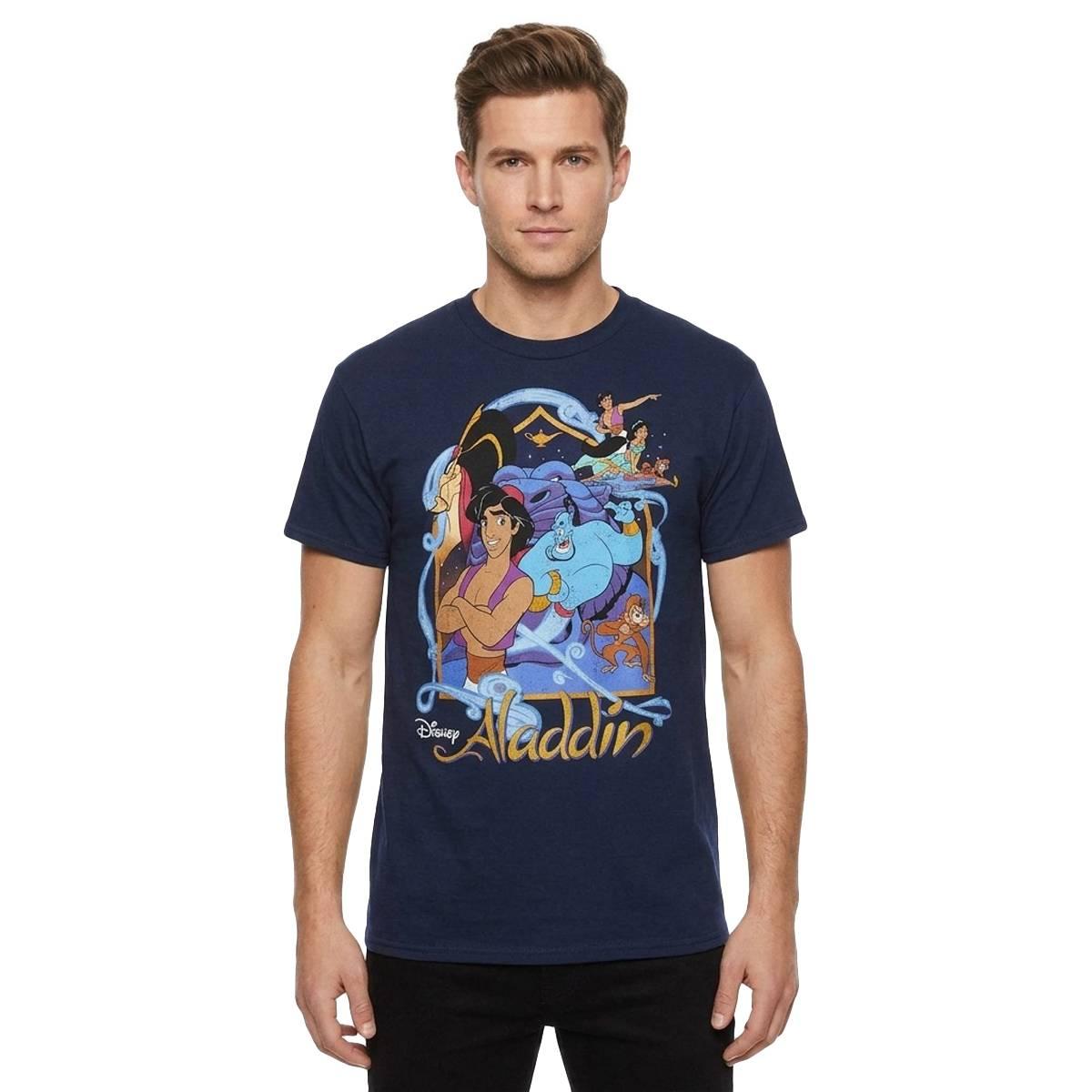 Young Mens Disney Aladdin Group Graphic Tee