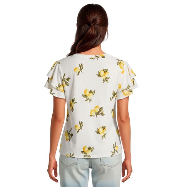 Womens Emily Daniels Double Ruffle Lemon V-Neck Blouse