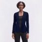 Womens Verve Ami Long Sleeve Solid Rib Stitch Peplum Cardigan - image 1