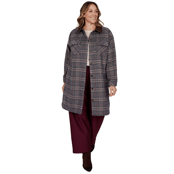 Plus Size Ruby Rd. English Countryside Collared Plaid Coatigan
