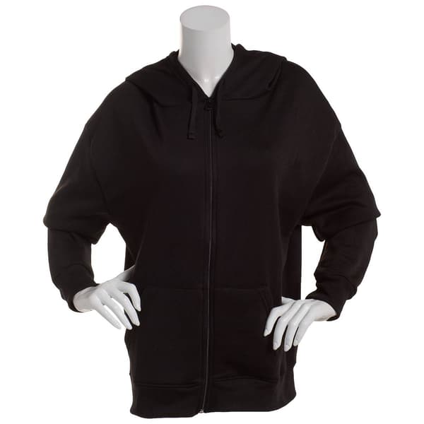 Juniors Green Goddess Fleece Boyfriend Zip Up Hoodie - image 