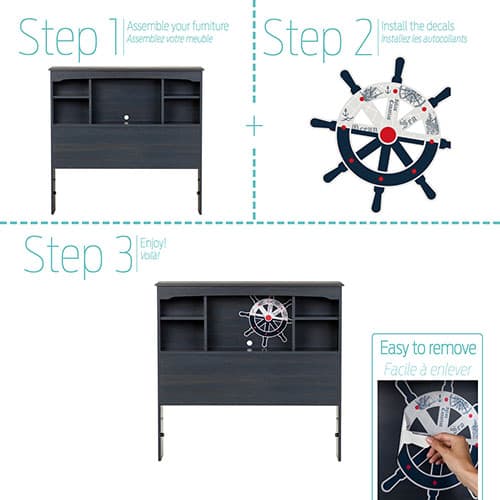 South Shore Aviron Twin Bookcase Headboard-Blueberry