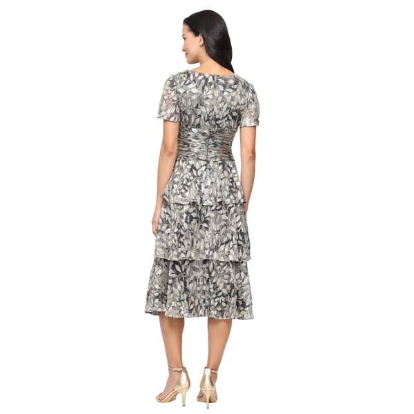 Womens SLNY Leaf Tier Waist Dress Fit & Flare Dress