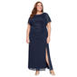 Plus Size SLNY Flutter Sleeve Glitter Mesh Side Slit Gown - image 1