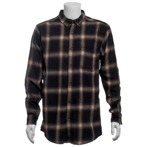 Mens Big & Tall Mountain Ridge Flannel Shirt - Black/Brown/Cream