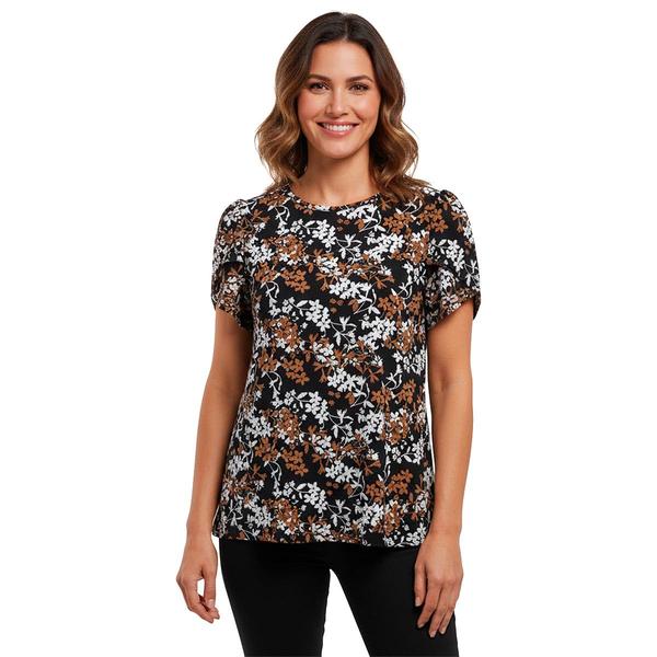 Womens AK Anne Klein Long Sleeve Floral Blouse
