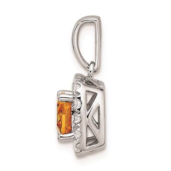 Pure Fire 14k White Gold Lab Grown Diamond & Citrine Halo Pendant