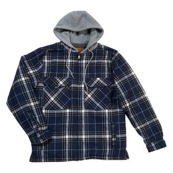 Mens Mountain Ridge® Flannel Hooded Jacket - Navy/Black - Boscov's