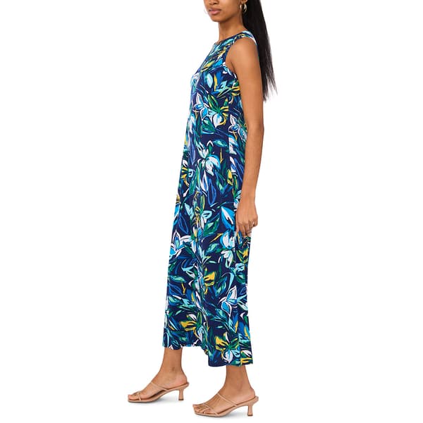 Womens MSK Sleeveless Floral Leaf Keyhole Back Midi Dress