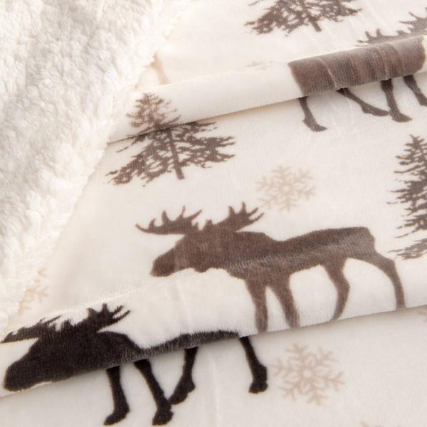 FreshFolds Cielo Moose Fleece Reversible Sherpa Blanket