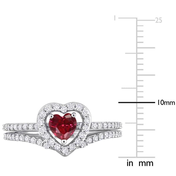 Gemstone Classics&#8482; 10kt. White Gold Ruby Heart Bridal Set