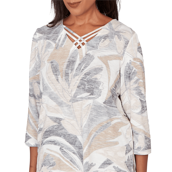 Womens Alfred Dunner Comfort & Joy Leaf V Neck Blouse